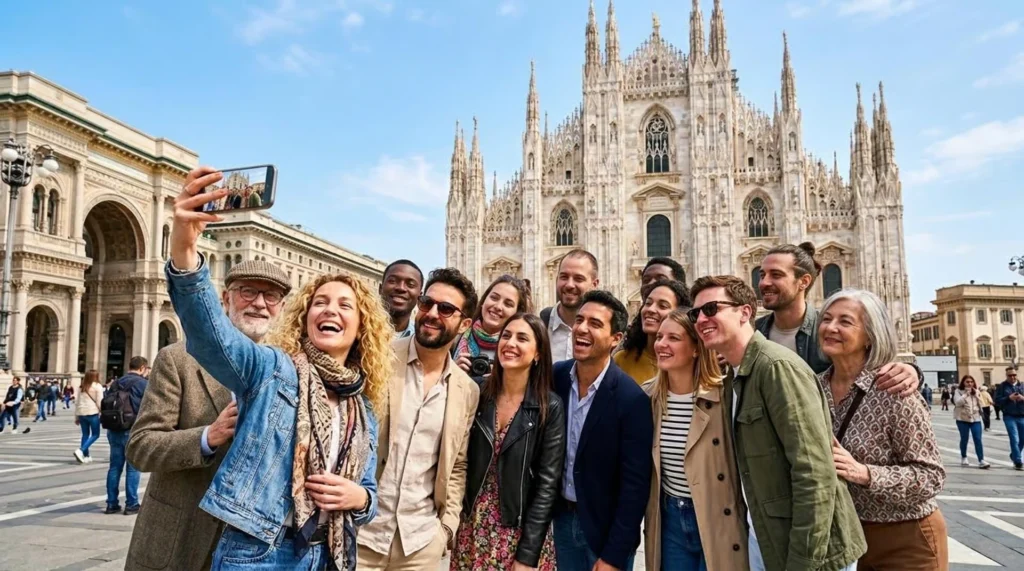 Walking in Central Milan